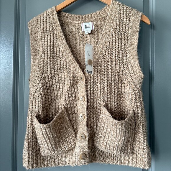 BDG Jackets & Blazers - NWT BDG Tan Knit Sweater Vest